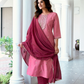 Elegant Pink And Maroon Color Roman Silk Salwar Suits For Women