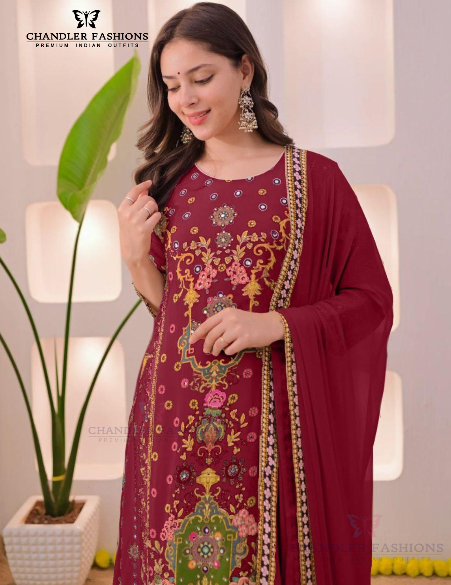  Muslin Cotton Anarkali Palazzo Suits In Mesa