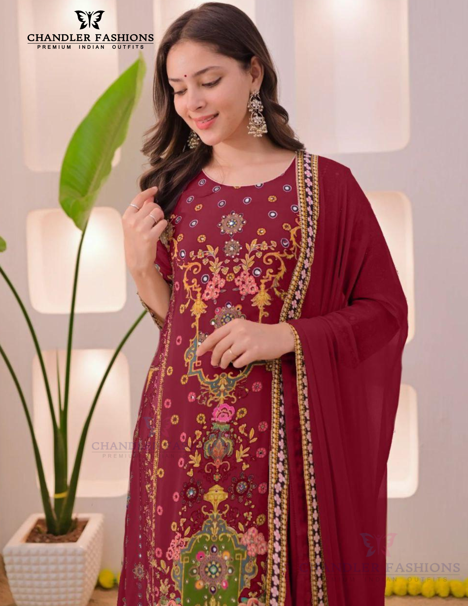  Muslin Cotton Anarkali Palazzo Suits In Mesa