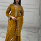 Alluring Mustard Yellow Color Georgette Palazzo Suits With Embroidery And Sequins Work