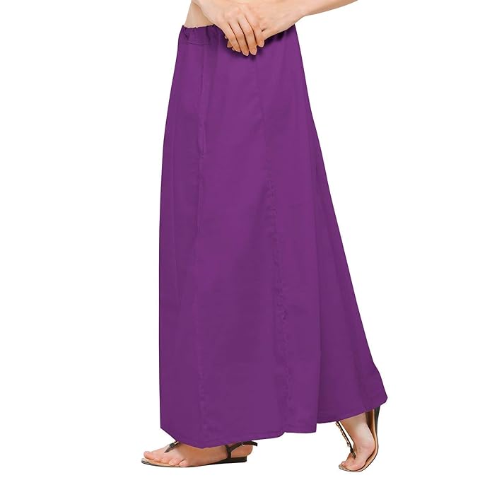 Alluring Women's Dark Purple Pure Cotton Readymade Petticoat For Saree In USA