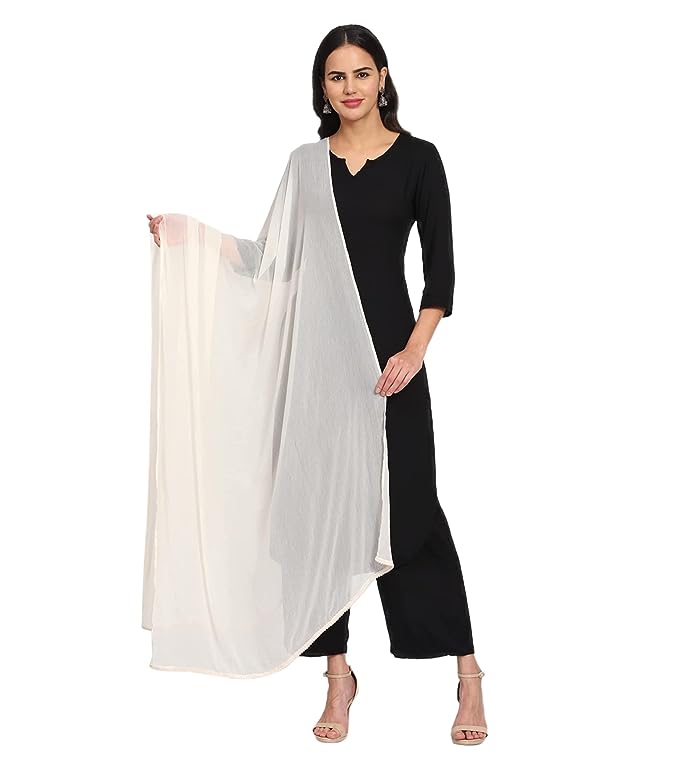 Simple Plain White Chiffon Dupatta