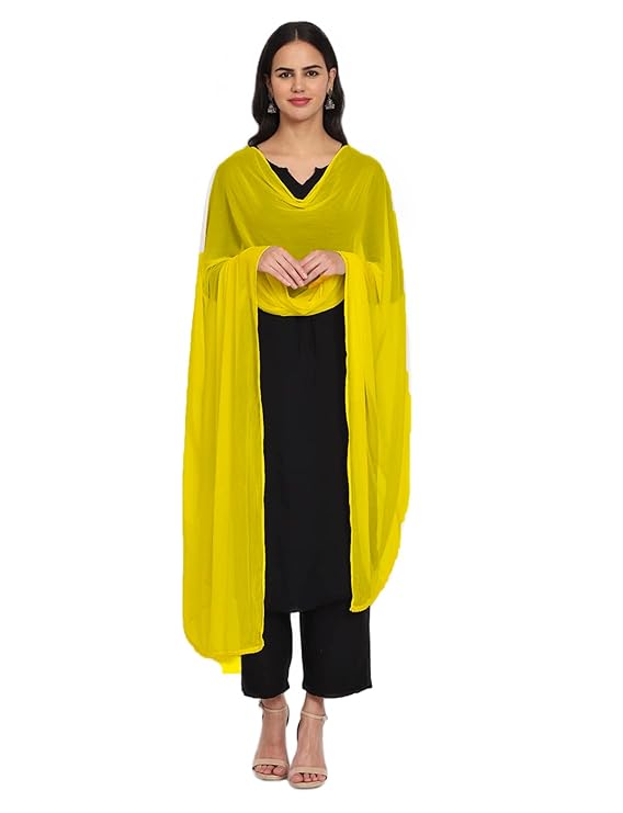 Girl's Bright Yellow Chiffon Dupatta Near Me