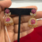 Pretty Pink Flower Gold Plated Jhumkas for Women