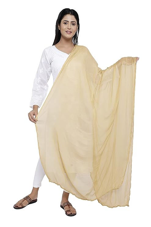 Charming Solid Plain Gold Color Chiffon Dupatta For Women