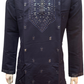 Charming Navy Blue Color With Cotton Embroidery Work Kurta Suits For Men