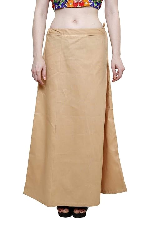 Alluring Sandal Color Cotton Petticoat With Thread Work Design