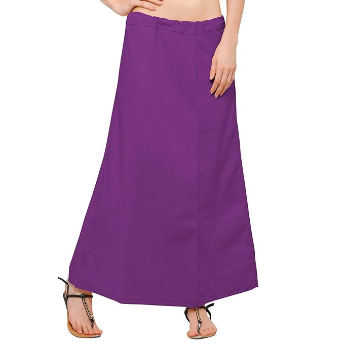Alluring Women's Dark Purple Pure Cotton Readymade Petticoat For Saree