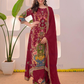 Beautiful Maroon Color Muslin Cotton Anarkali Palazzo Suits For Women