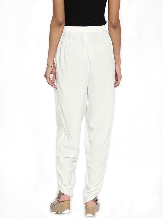 White Cotton Tulip Pants For Women In Tempe