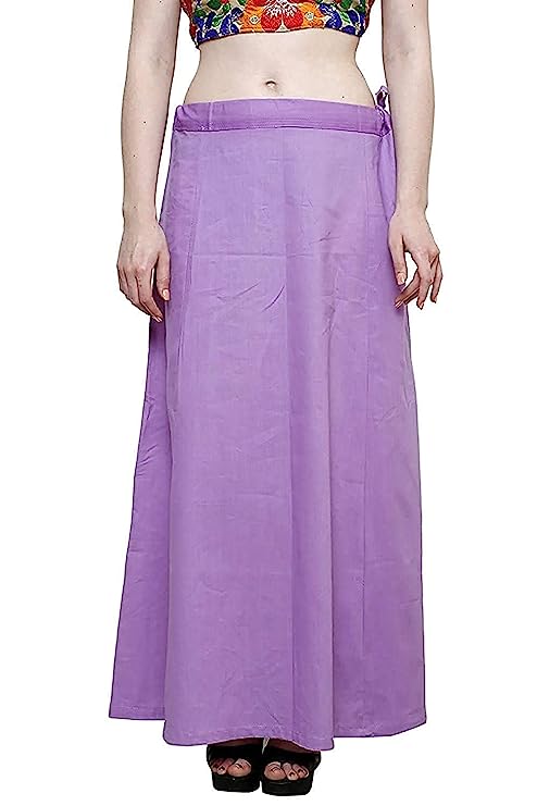 Women's Light Violet Royal Cotton Embroidery Work Petticoat For Saree