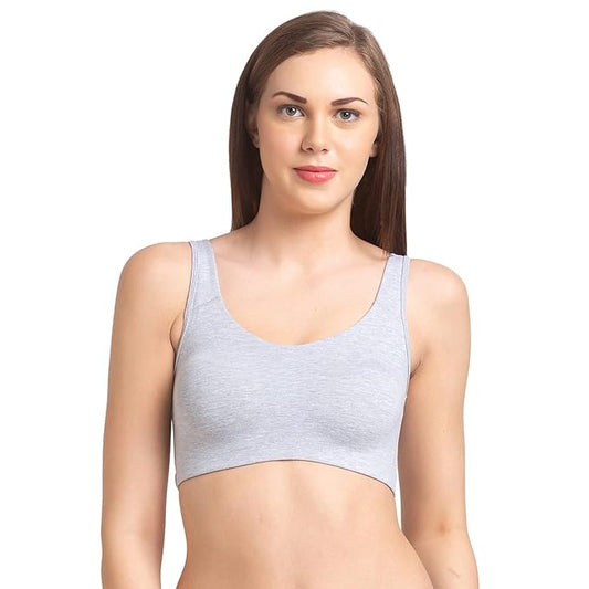Grey Colored Cotton Sports Bra For Women