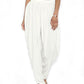 White Cotton Tulip Pants For Women