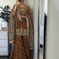 Attractive Brown Colored Pure Chinon Heavy Embroidery And Sequins Work Sharara Suits For Women