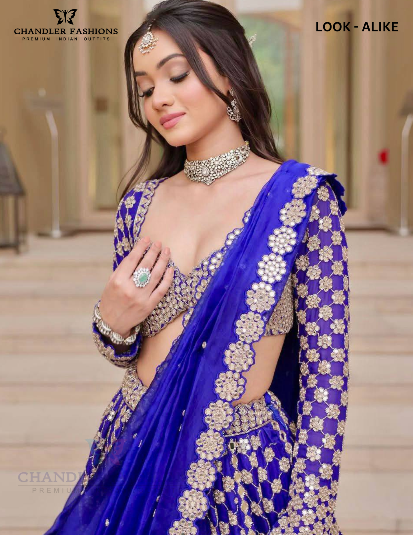 Royal Blue Color Embroidery And Mirror Work Lehenga In USA