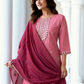Pink And Maroon Color Roman Silk Salwar Suits In USA