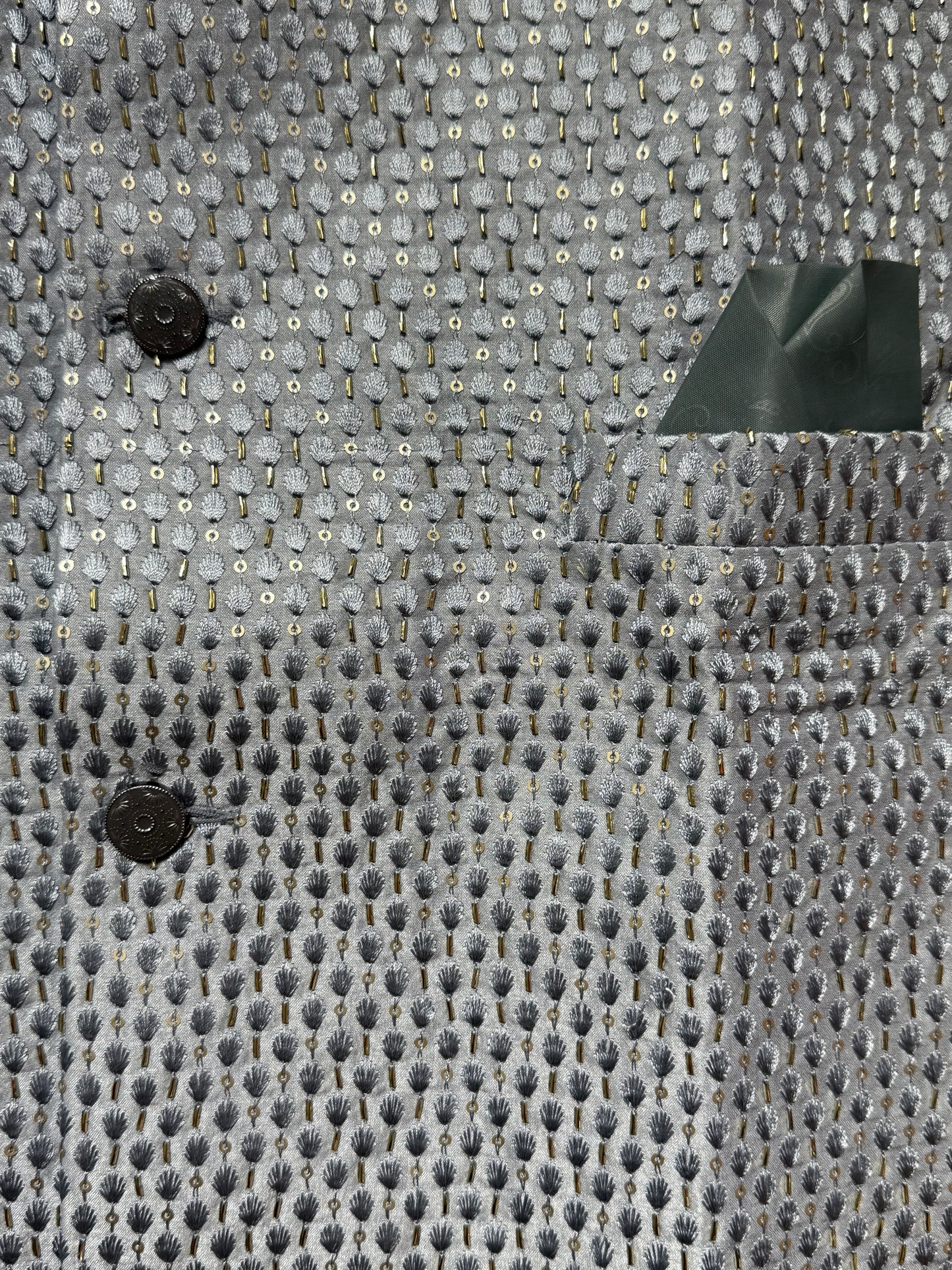 Gray Color Silk Men's Jacket With Sequins Work In USA