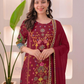  Maroon Color Muslin Cotton Anarkali Palazzo Suits In USA