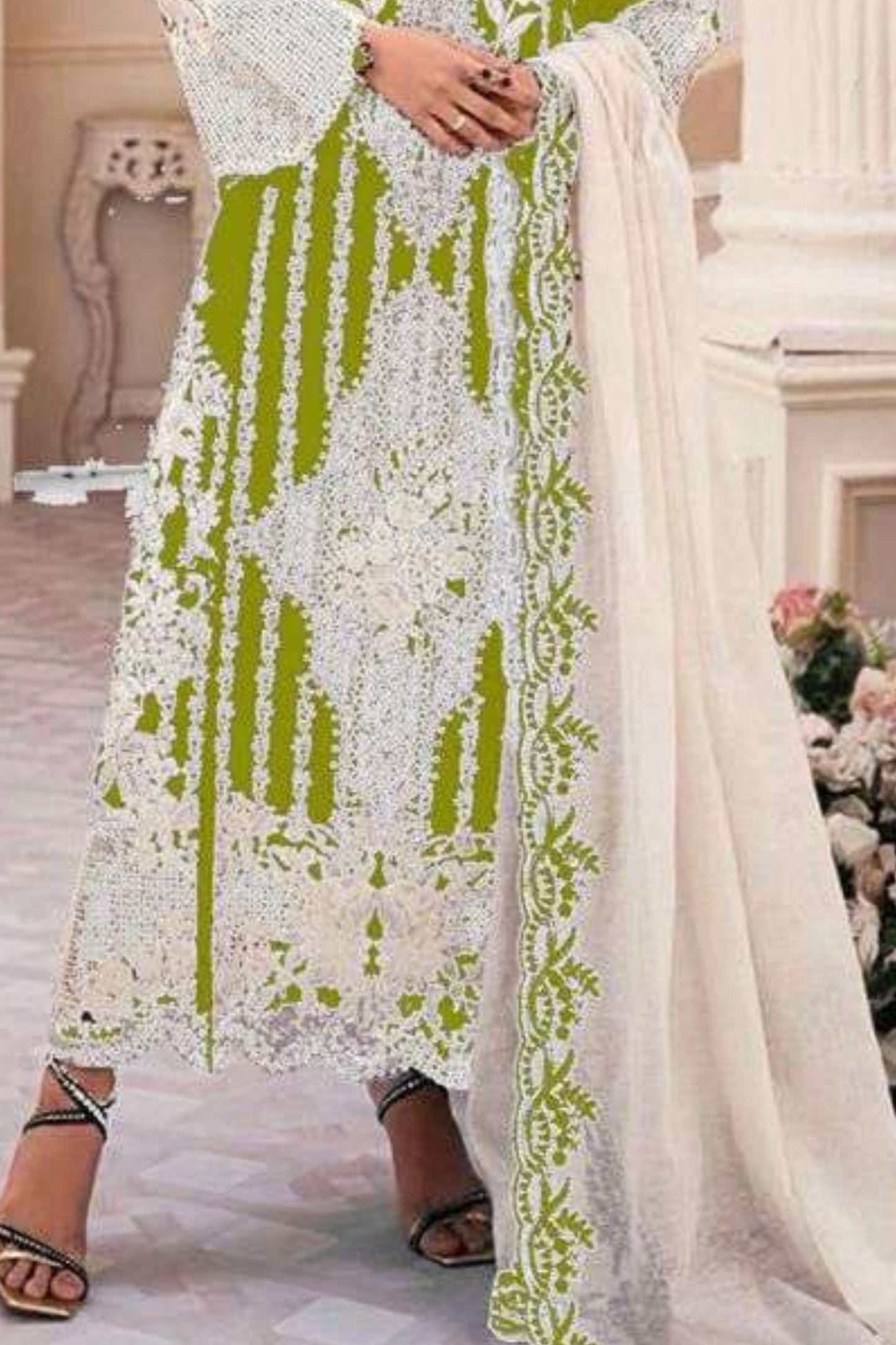 Gorgeous Green Color Salwar Suits With Embroidery Work In Near Me