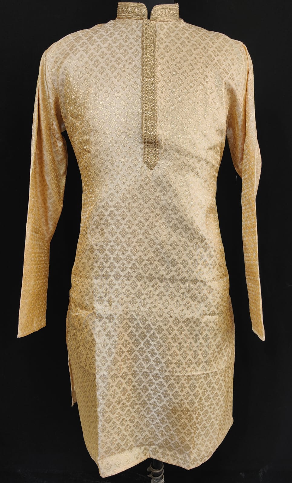 Gorgeous Gold Color Jari Brocade With Linning Embroidery Work Kurta Pajama Pant For Men