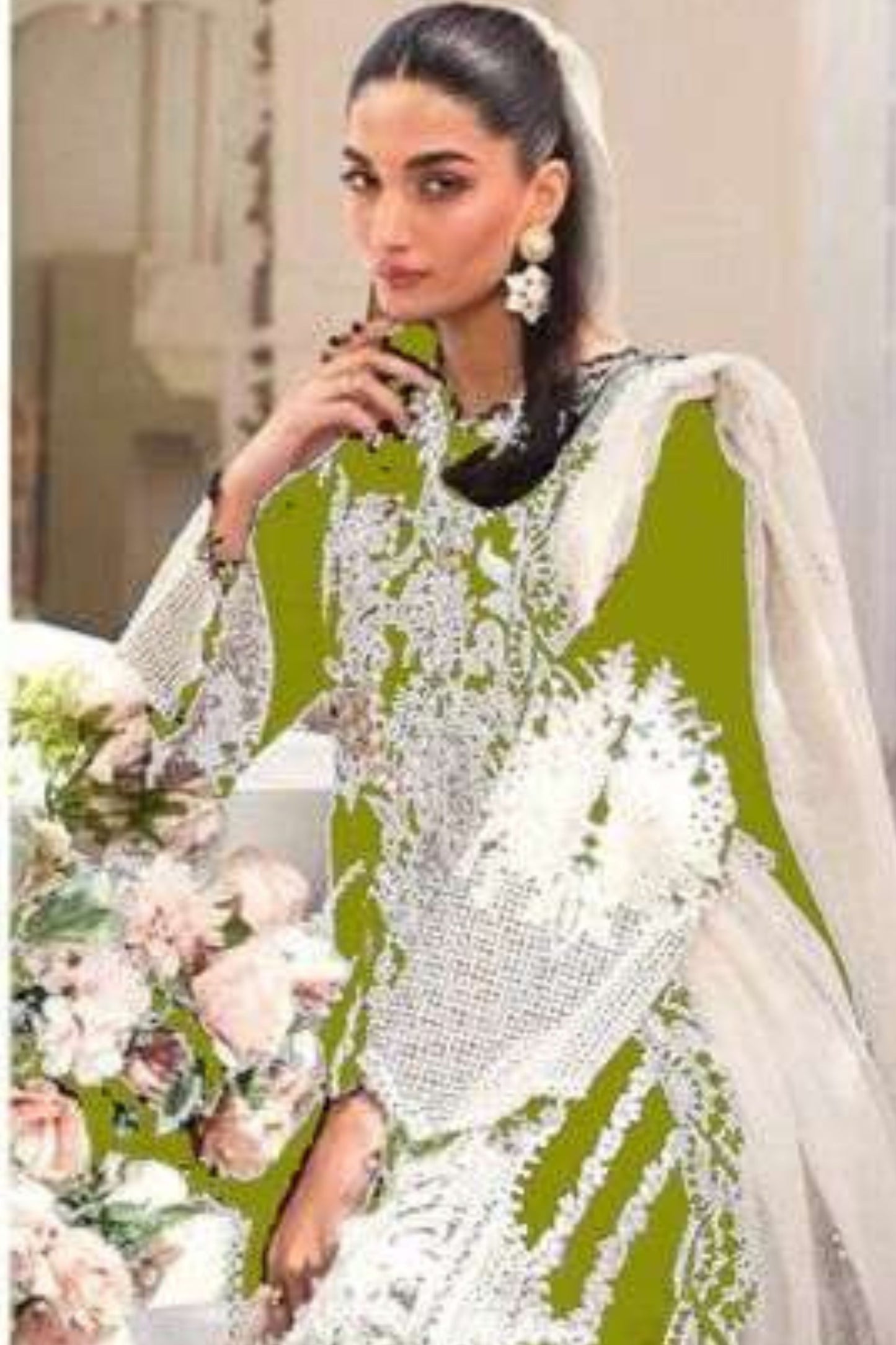 Gorgeous Green Color Salwar Suits With Embroidery Work In USA