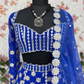 Blue Color Embroidery And Mirror Work Lehenga In Suncity