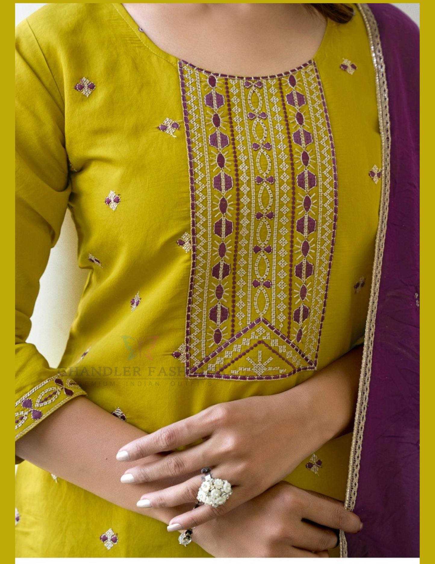 Yellow And Purple Color Roman Silk Salwar Suits In USA