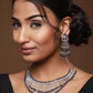 Dazzling Blue Color Rhodium Plated & AD Studded Bridal Wear Jewelry Sets
