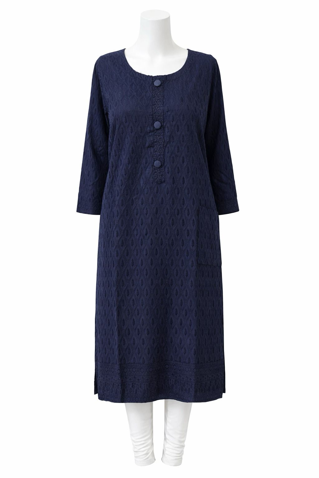 Gorgeous Blue Color Rayon With Chikankari Work Kurti For Women
