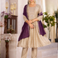 Attractive Beige Color Chanderi Silk Salwar Suits With Embroidery Work For Women