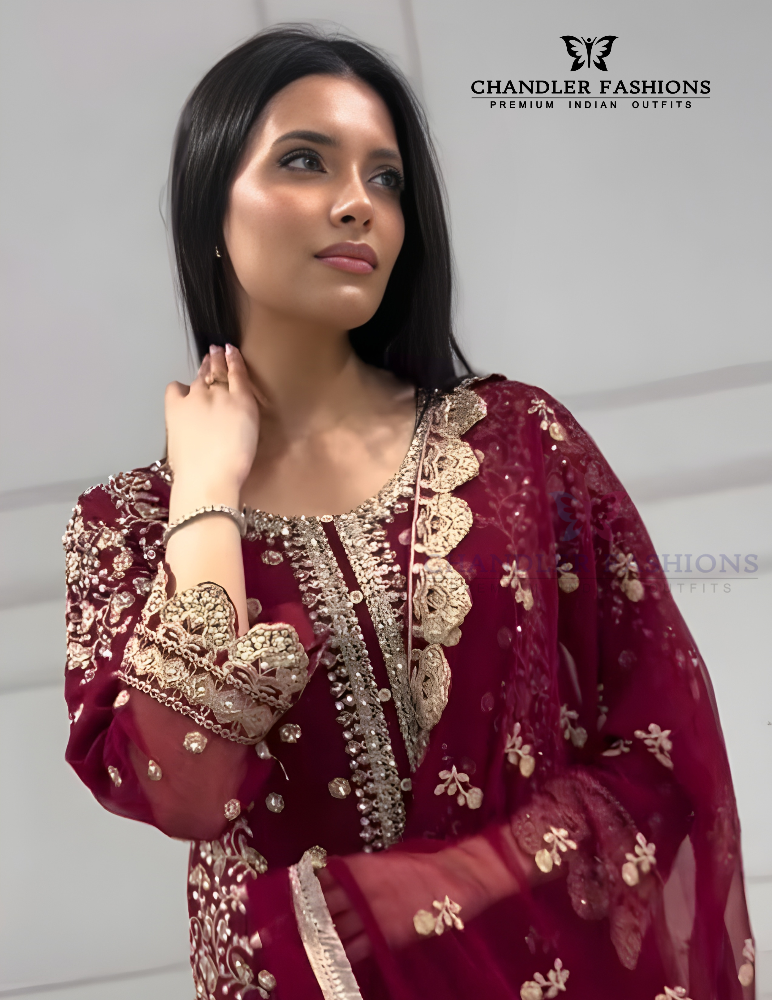 Appealing Maroon Color Georgette Palazzo Suits Near Me