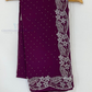 Alluring Wine Color Chiffon Saree With  Stone Work Near Me
