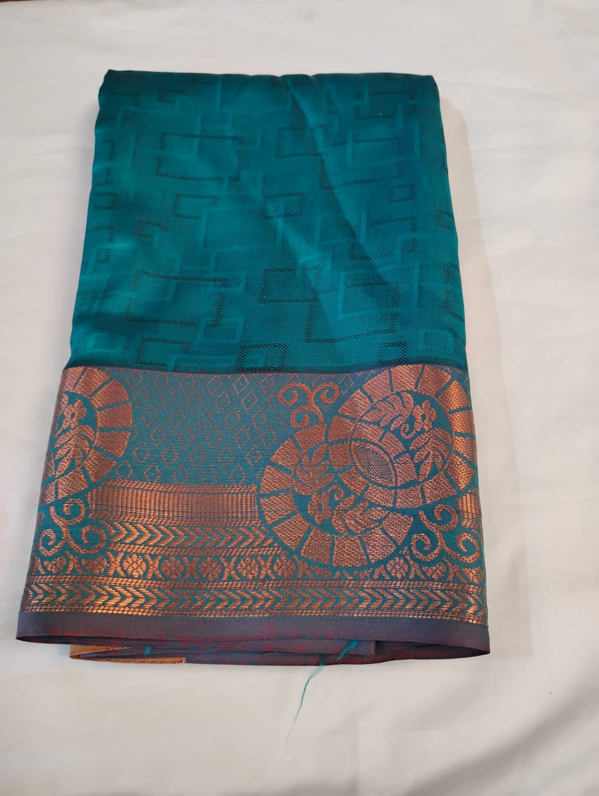 Fantastic Teal Blue Color Pure Kanchi Silk With Gold Zari Work Border Saree For Women