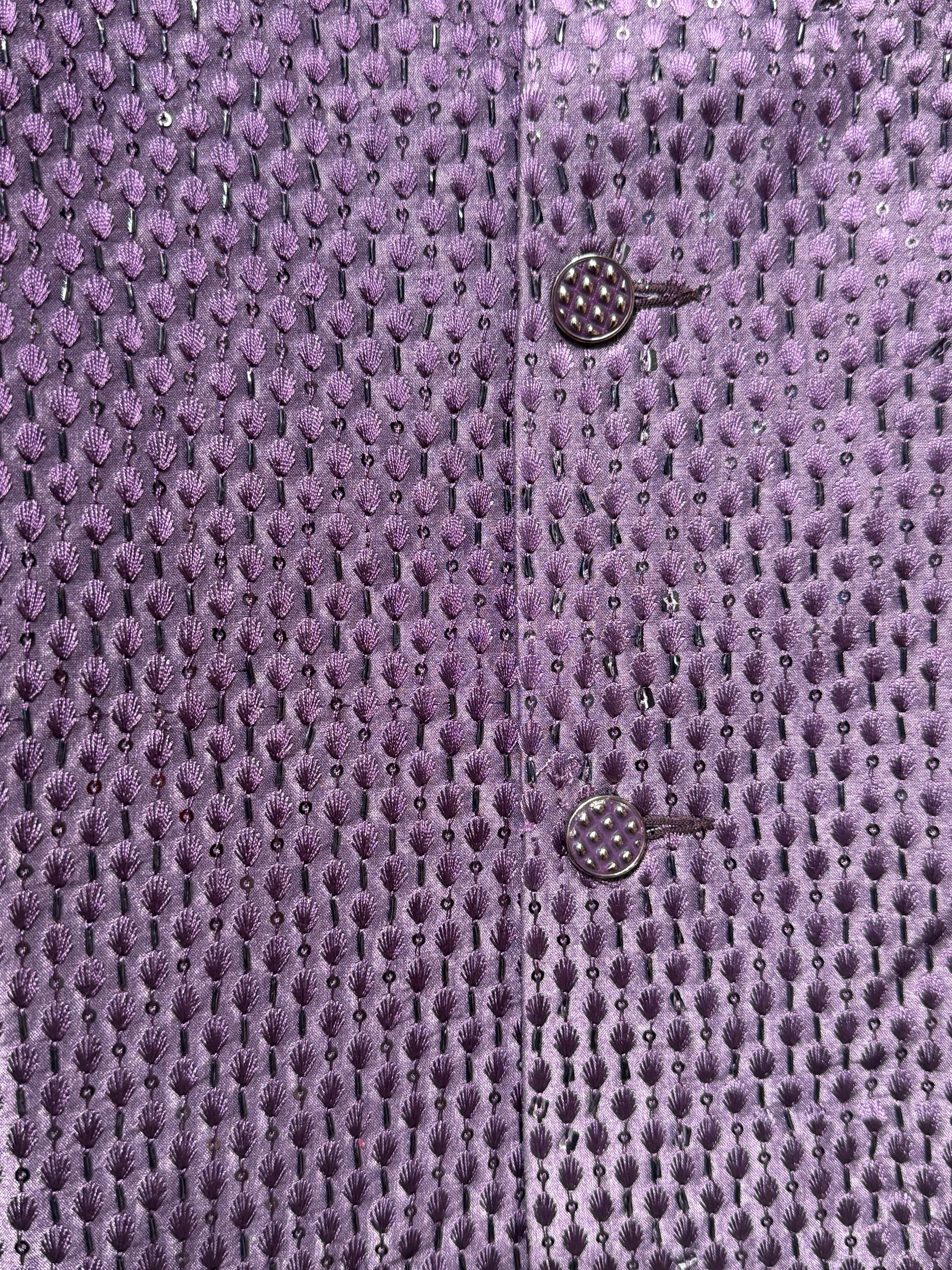 Purple Color Silk With Self Design Men's Jacket In Mesa