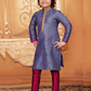 Fabulous Royal Blue Color Poly Jacquard With Print Work Kurta Pajama Set For Kids