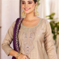 Attractive Beige Color Chanderi Silk Salwar Suits With Embroidery Work For Women Near Me