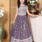 Alluring Purple Color Embroidery And Sequins Work Choli Set With Dupatta For Girls