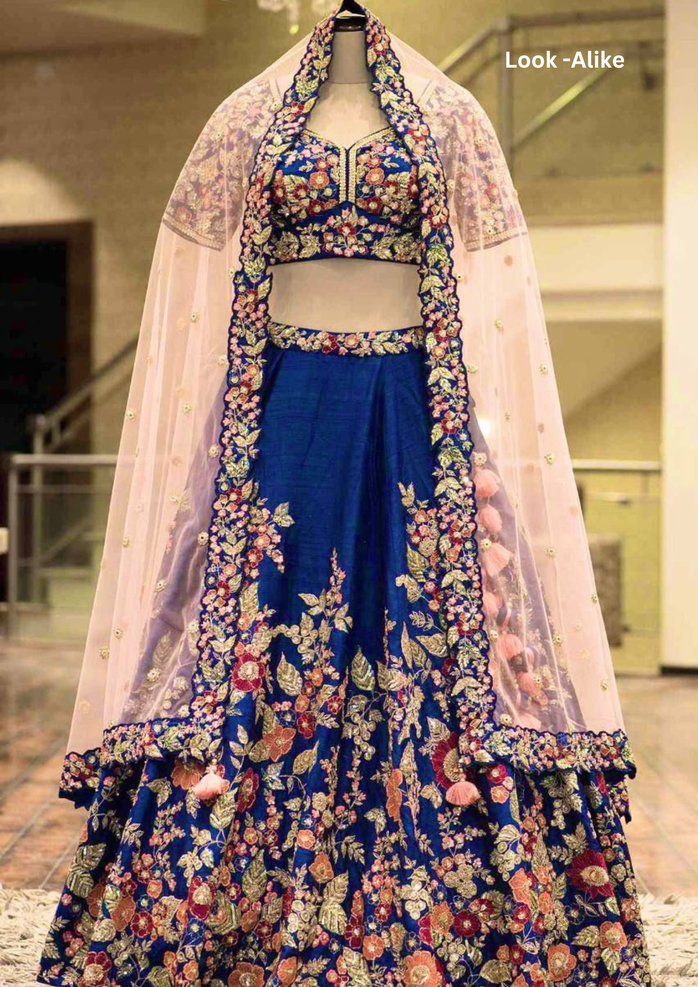 Charming Blue Color Satin Silk Zari Embroidery Work Lehenga Choli For Women