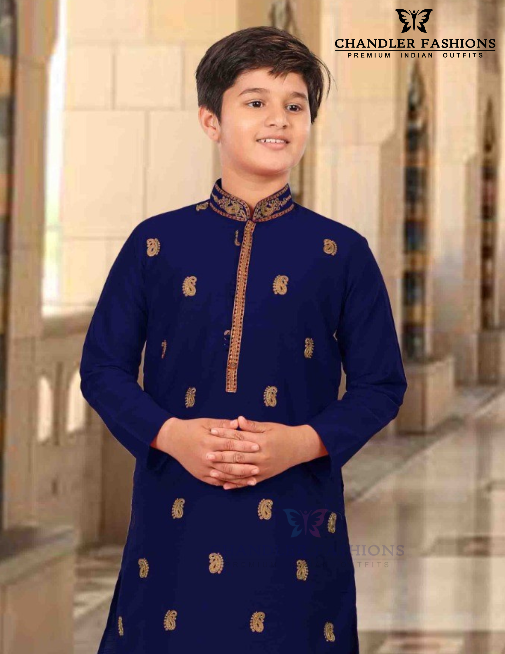 Beautiful Navy Blue Color Silk With Embroidery Work Kurta Pajama Set Near Me