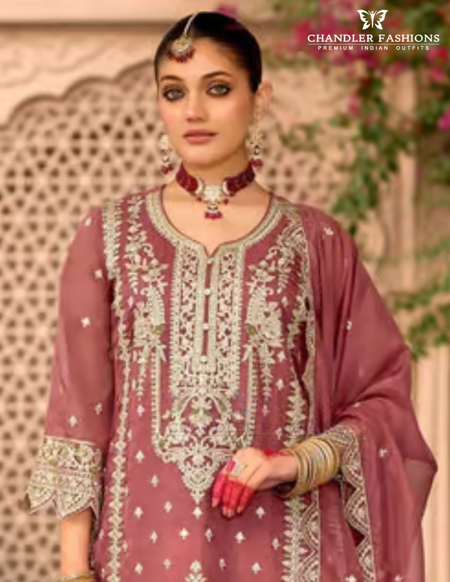 Onion Pink Color Organza With Embroidery Work Salwar Suits With Dupatta Near Me