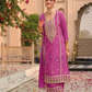 Alluring Pink Color Chinon With Embroidery Work With Palazzo Suits For Women