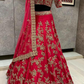 Attractive Red Color Designer Embroidered Satin Silk Lehenga Choli For Women