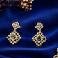 Stunning Emerald Stones Gold Plated Necklace With Earrings For Women