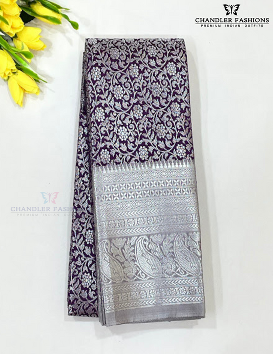 Elegant Dark Purple Color Art Silk Saree With Designer Zari Work For Women