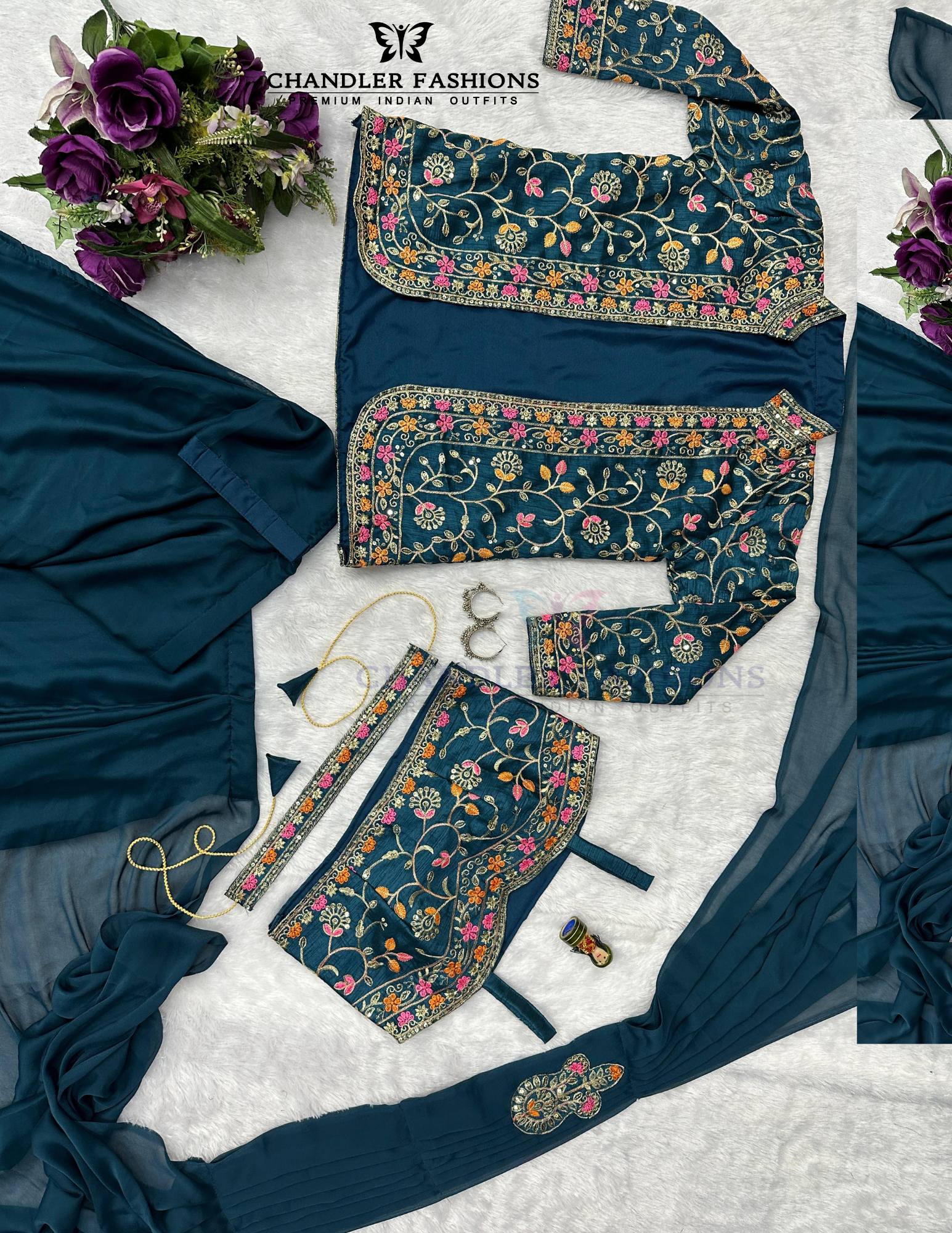 Teal Blue Color Rangoli Fabric Ready To Wear Saree  Near Me