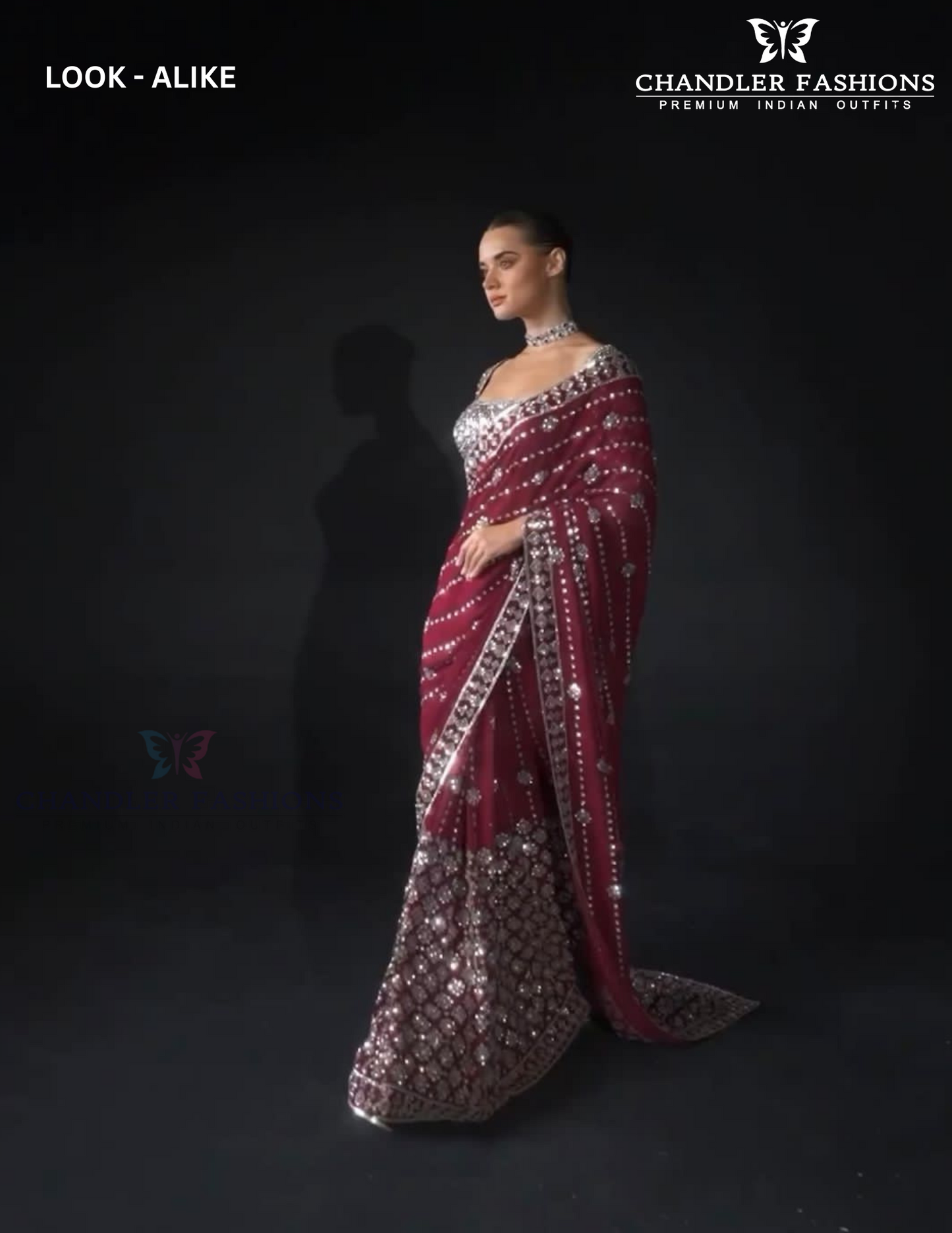 Beautiful Maroon color Soft Georgette Sequins Embroidery Work Sarees For Women Near Me