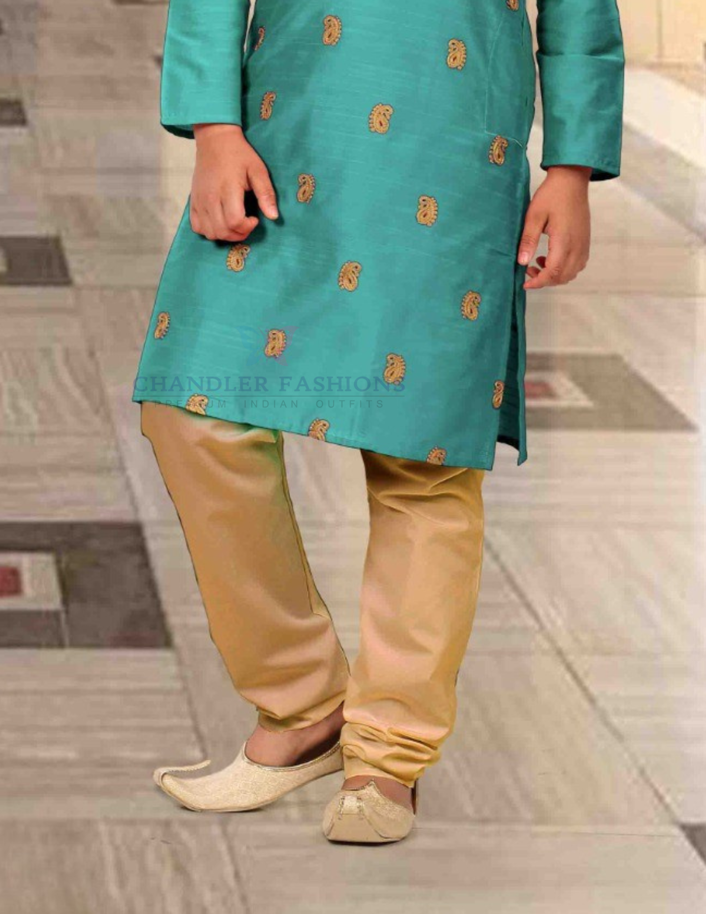 Alluring Sea Green Color Silk Kurta In USA