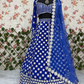 Attractive Royal Blue Color Embroidery And Mirror Work Lehenga Choli For Women