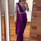 Pleasing Purple Color Chinon With Embroidery Work Ready To Wear Saree For Women