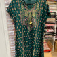 Amazing dark green color work kurti for women